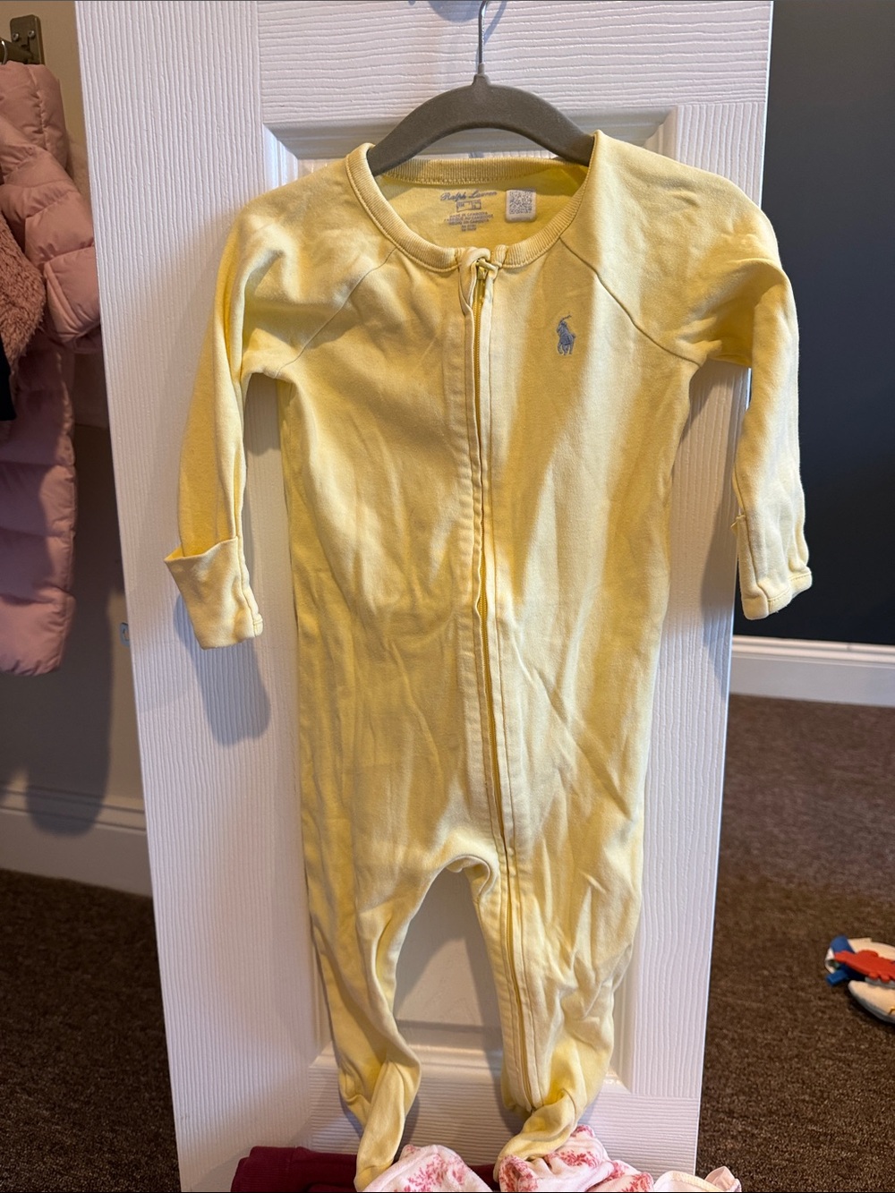 Ralph Lauren baby Pale Yellow Zip Footed One-Piece